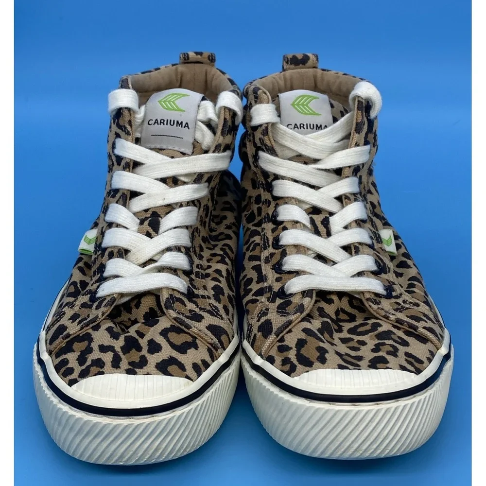 Cariuma OCA High Stripe Leopard Sneakers Size Women‎ 7.5 (Mens 6)  Leopard Print